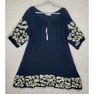 Angel Heart Boutique Babydoll Embroidered Tassel Plus Sz 3X Dress Floral Shift